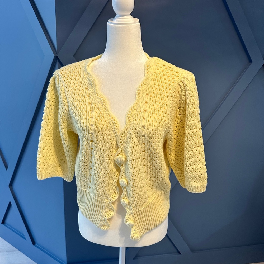 English Factory Scalloped Yellow Cardigan